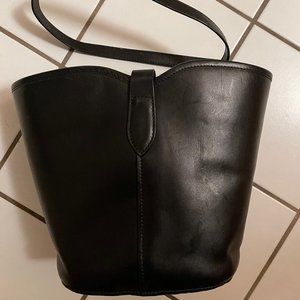 & Other Stories Leather Black Bucket Bag